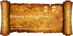 Rohony Polixéna névjegykártya